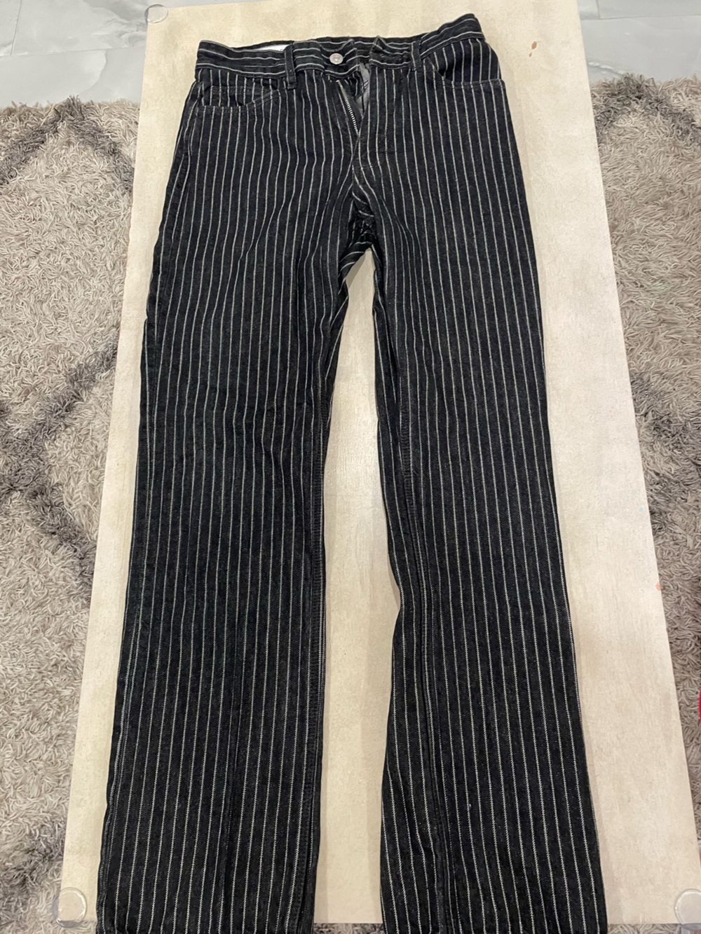 Zara Black Pinstripe Straight Leg Denim